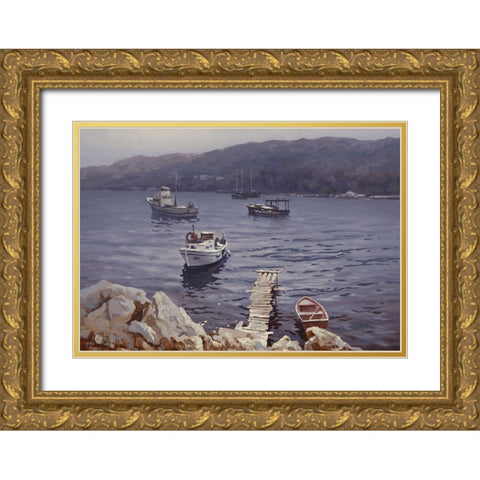 In the Bay Gold Ornate Wood Framed Art Print with Double Matting by Adamov, Alexey