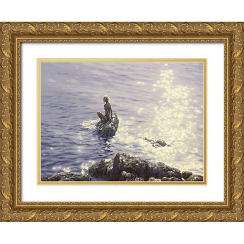 Mermaid by Sunshine Water Gold Ornate Wood Framed Art Print with Double Matting by Adamov, Alexey