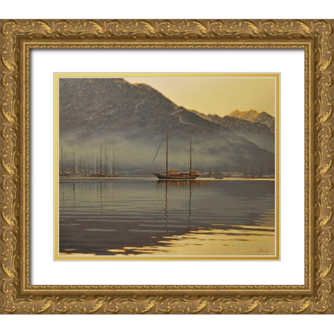 First Rays Gold Ornate Wood Framed Art Print with Double Matting by Adamov, Alexey