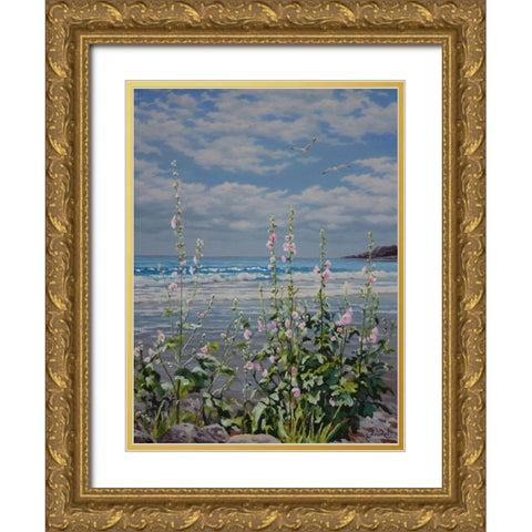 Flowers by the Sea Gold Ornate Wood Framed Art Print with Double Matting by Adamov, Alexey