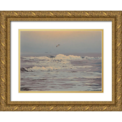 Waves Gold Ornate Wood Framed Art Print with Double Matting by Adamov, Alexey