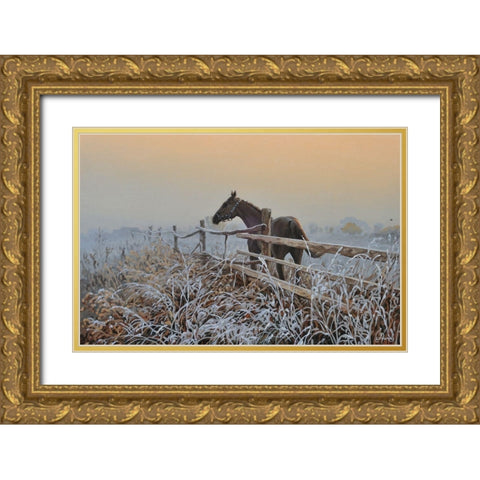 White Frost Gold Ornate Wood Framed Art Print with Double Matting by Adamov, Alexey