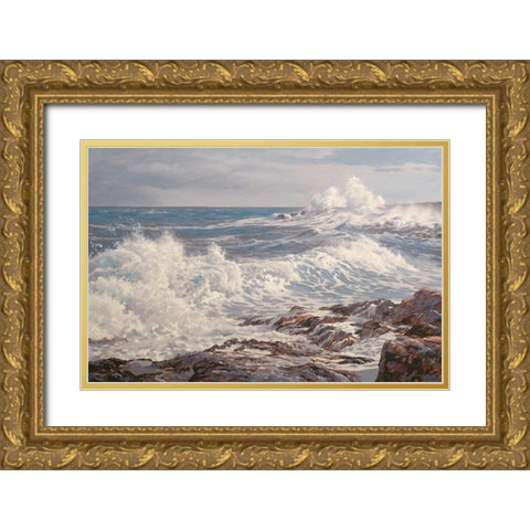 By Foam Water Gold Ornate Wood Framed Art Print with Double Matting by Adamov, Alexey