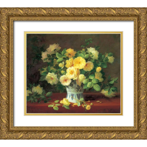 Flower Composition II Gold Ornate Wood Framed Art Print with Double Matting by Rabun, Josef