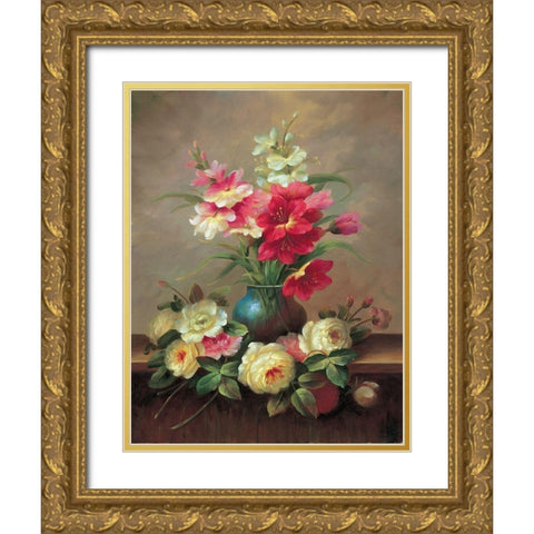 Classic Bouquet III Gold Ornate Wood Framed Art Print with Double Matting by Yves, Jacques