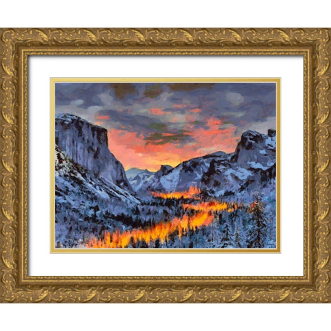 Yosemite NP7 Gold Ornate Wood Framed Art Print with Double Matting by Medeiros, Celito