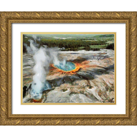 Great Yellowstone NP 4 Gold Ornate Wood Framed Art Print with Double Matting by Medeiros, Celito