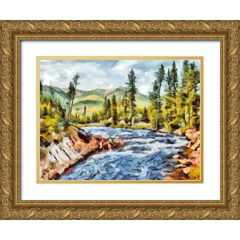 Great Yellowstone NP 10 Gold Ornate Wood Framed Art Print with Double Matting by Medeiros, Celito