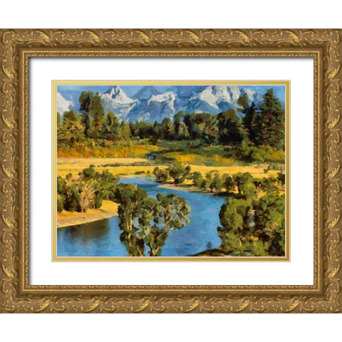 Great Yellowstone NP 12 Gold Ornate Wood Framed Art Print with Double Matting by Medeiros, Celito