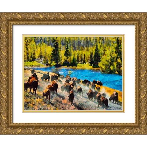 Great Yellowstone NP 16 Gold Ornate Wood Framed Art Print with Double Matting by Medeiros, Celito