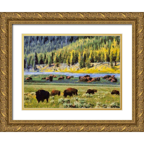 Great Yellowstone NP 17 Gold Ornate Wood Framed Art Print with Double Matting by Medeiros, Celito