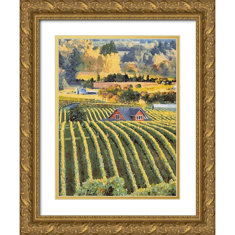 Vineyard Gold Ornate Wood Framed Art Print with Double Matting by Medeiros, Celito