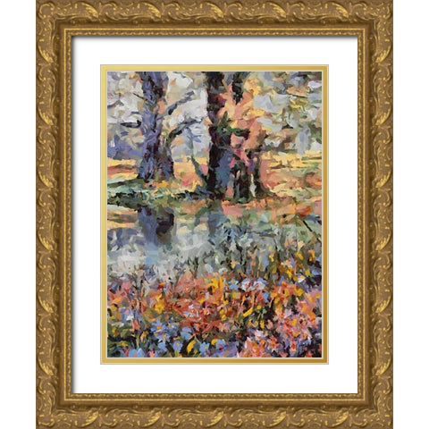 Landscapes in Monet Style XXIV Gold Ornate Wood Framed Art Print with Double Matting by Medeiros, Celito