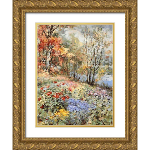 Landscapes in Monet Style XXV Gold Ornate Wood Framed Art Print with Double Matting by Medeiros, Celito