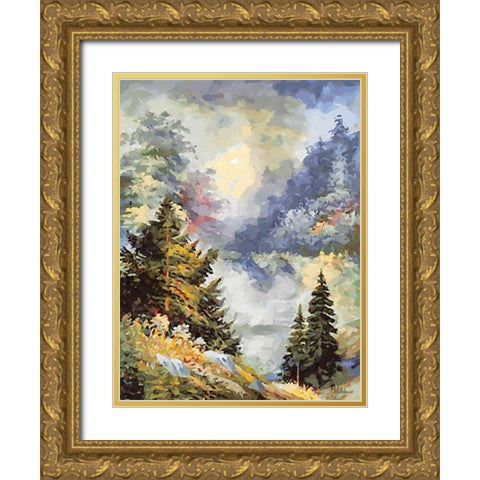 Landscapes in Monet Style XXXIII Gold Ornate Wood Framed Art Print with Double Matting by Medeiros, Celito