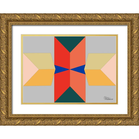 A Game with Abstract Shapes XXXVIII Gold Ornate Wood Framed Art Print with Double Matting by Medeiros, Celito
