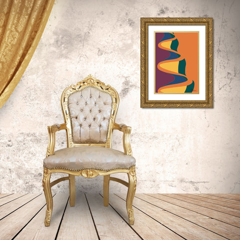 A Game with Abstract Shapes XXXIX Gold Ornate Wood Framed Art Print with Double Matting by Medeiros, Celito