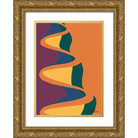 A Game with Abstract Shapes XXXIX Gold Ornate Wood Framed Art Print with Double Matting by Medeiros, Celito