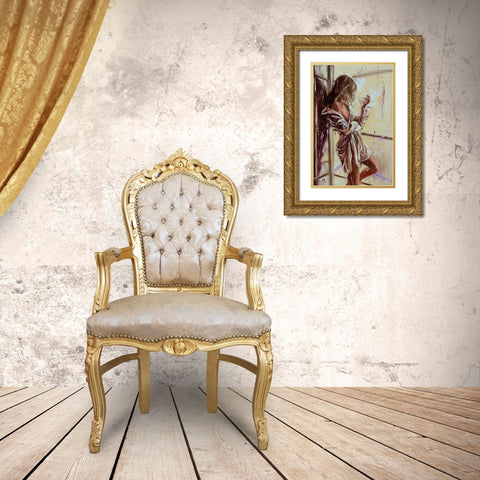 Good Morning Gold Ornate Wood Framed Art Print with Double Matting by Luniak, Monika