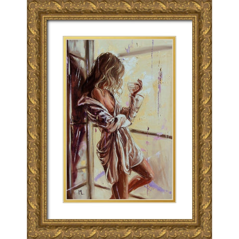 Good Morning Gold Ornate Wood Framed Art Print with Double Matting by Luniak, Monika