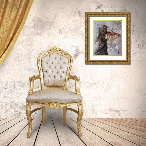 Melody of December Gold Ornate Wood Framed Art Print with Double Matting by Luniak, Monika