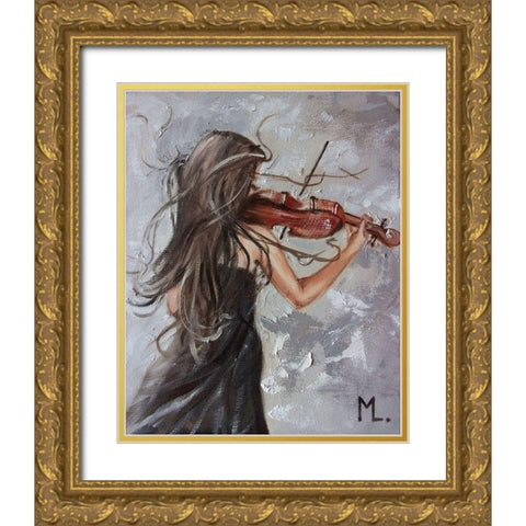 Melody of December Gold Ornate Wood Framed Art Print with Double Matting by Luniak, Monika