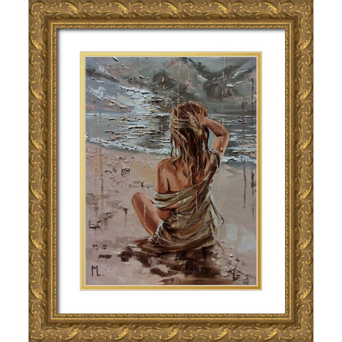 Lonely Time Gold Ornate Wood Framed Art Print with Double Matting by Luniak, Monika