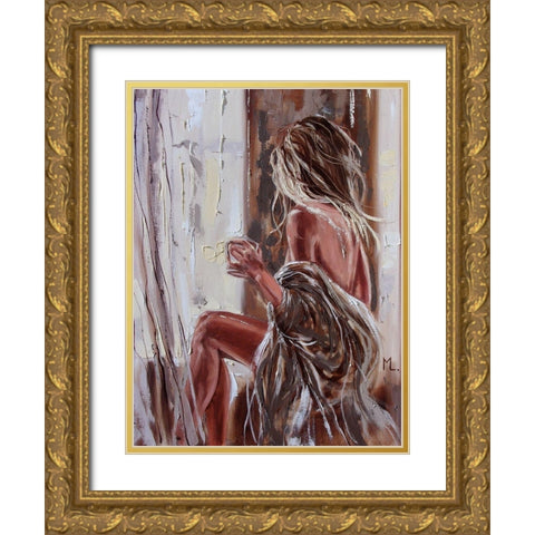 Fresh Morning Coffee Gold Ornate Wood Framed Art Print with Double Matting by Luniak, Monika