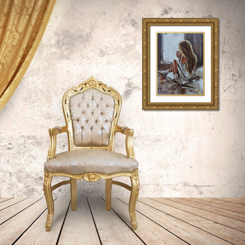 Breakfast Coffee Gold Ornate Wood Framed Art Print with Double Matting by Luniak, Monika