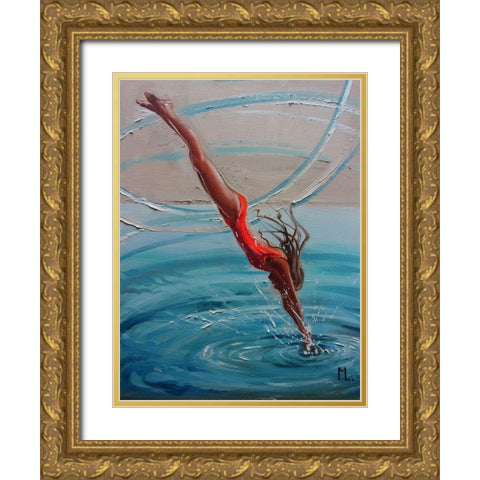Jump Gold Ornate Wood Framed Art Print with Double Matting by Luniak, Monika