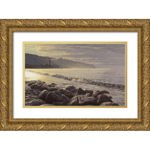 Morning Surf Gold Ornate Wood Framed Art Print with Double Matting by Adamov, Alexey