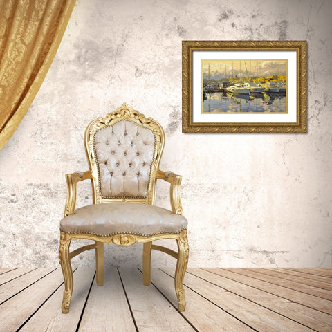 Yacht Marine Gold Ornate Wood Framed Art Print with Double Matting by Adamov, Alexey