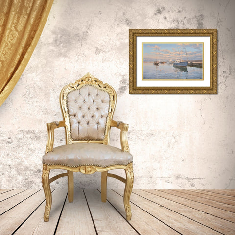 Port of Yalta Gold Ornate Wood Framed Art Print with Double Matting by Adamov, Alexey