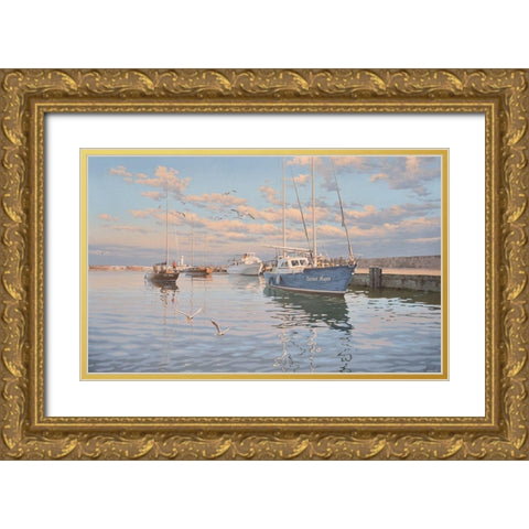 Port of Yalta Gold Ornate Wood Framed Art Print with Double Matting by Adamov, Alexey