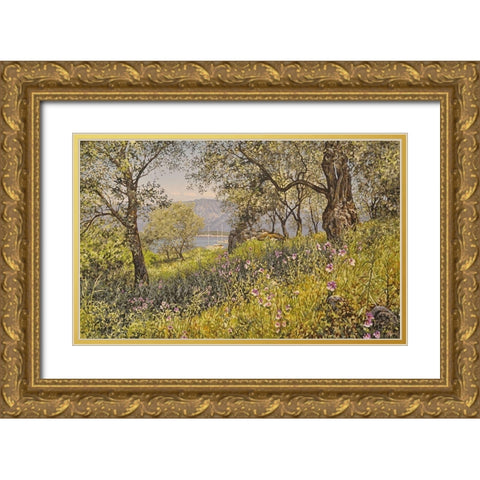Sunshine Island Gold Ornate Wood Framed Art Print with Double Matting by Adamov, Alexey