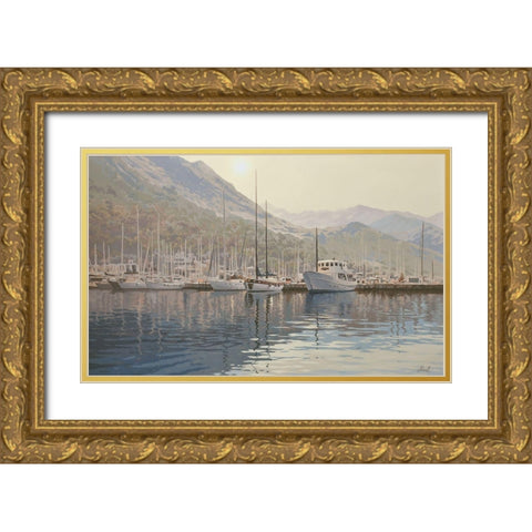 Yachts between Islands Gold Ornate Wood Framed Art Print with Double Matting by Adamov, Alexey