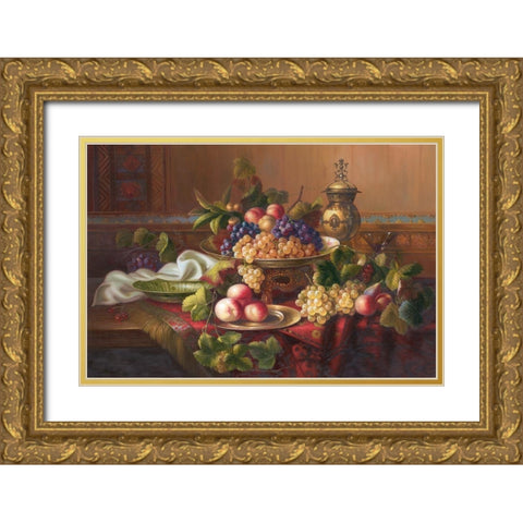 Still Life with Fruits I Gold Ornate Wood Framed Art Print with Double Matting by Viktoria