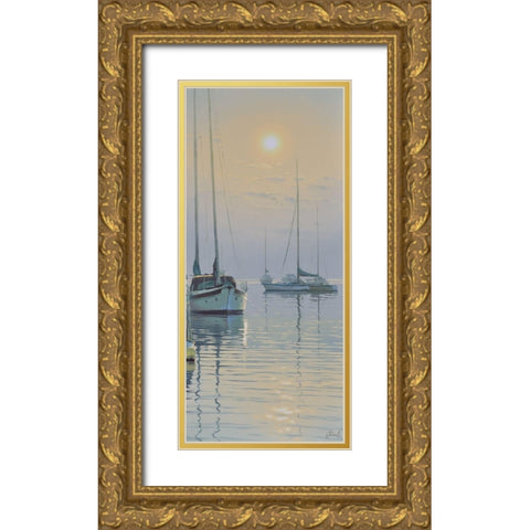 Sleeping Yachts Gold Ornate Wood Framed Art Print with Double Matting by Adamov, Alexey