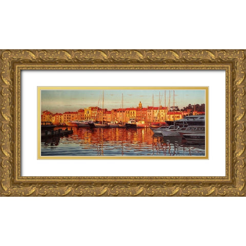 Rays by Sunset Gold Ornate Wood Framed Art Print with Double Matting by Adamov, Alexey