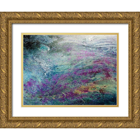 Turquoise Sediments Gold Ornate Wood Framed Art Print with Double Matting by Grayscale