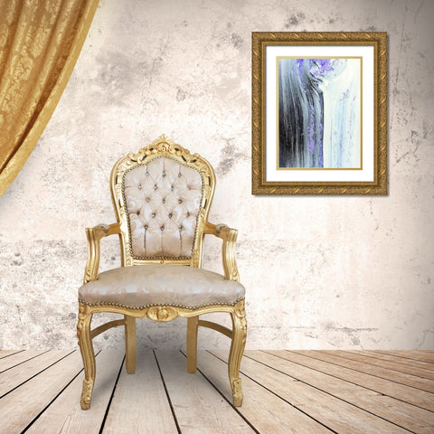 Liquid Silver Gold Ornate Wood Framed Art Print with Double Matting by Grayscale