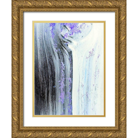 Liquid Silver Gold Ornate Wood Framed Art Print with Double Matting by Grayscale