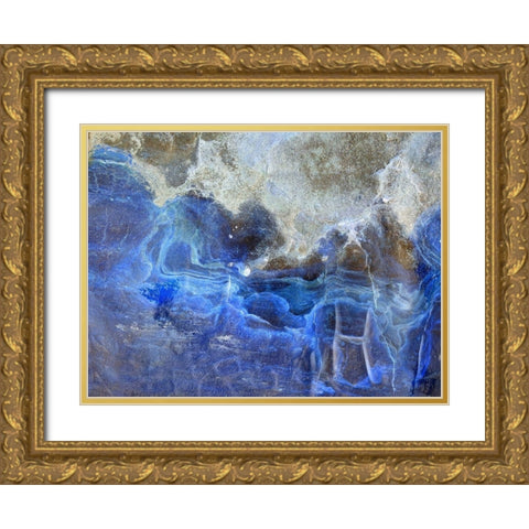 Blue Ribbons I Gold Ornate Wood Framed Art Print with Double Matting by Grayscale