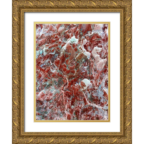 Red Texture I Gold Ornate Wood Framed Art Print with Double Matting by Grayscale