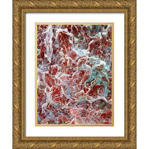 Red Texture III Gold Ornate Wood Framed Art Print with Double Matting by Grayscale