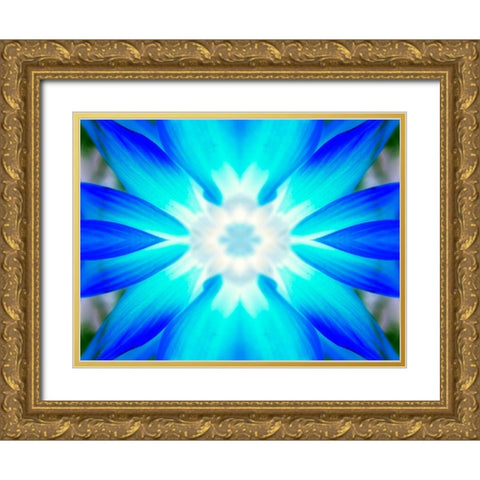 Flower Medallion V Gold Ornate Wood Framed Art Print with Double Matting by Grayscale