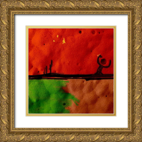 Texture Block Ib Gold Ornate Wood Framed Art Print with Double Matting by Grayscale