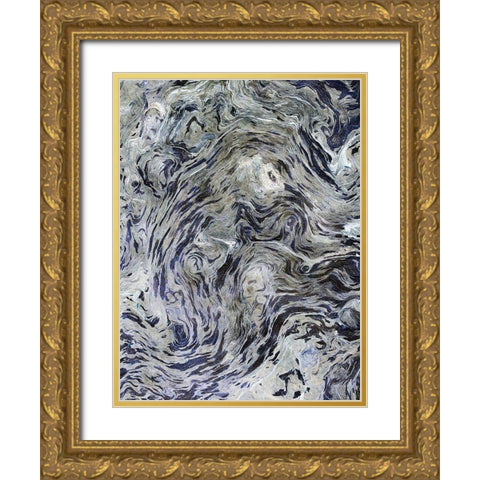 Texture Fluid I Gold Ornate Wood Framed Art Print with Double Matting by Grayscale
