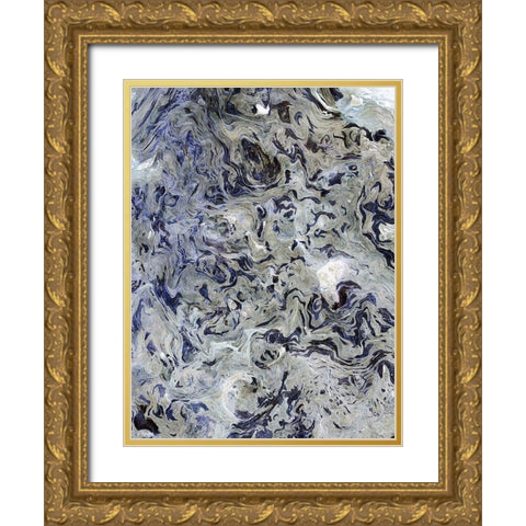Texture Fluid II Gold Ornate Wood Framed Art Print with Double Matting by Grayscale
