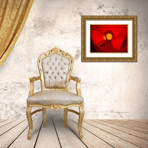 Red Curves I Gold Ornate Wood Framed Art Print with Double Matting by Grayscale